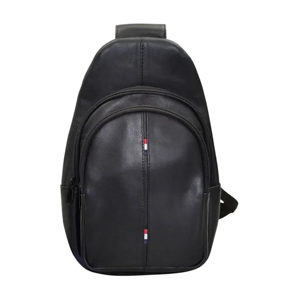 Black Leather Chest Bag